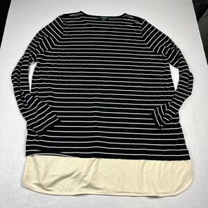 Lauren Ralph Lauren Tunic Shirt Striped Long Sleeve Shirttail Work Casual Top 2X